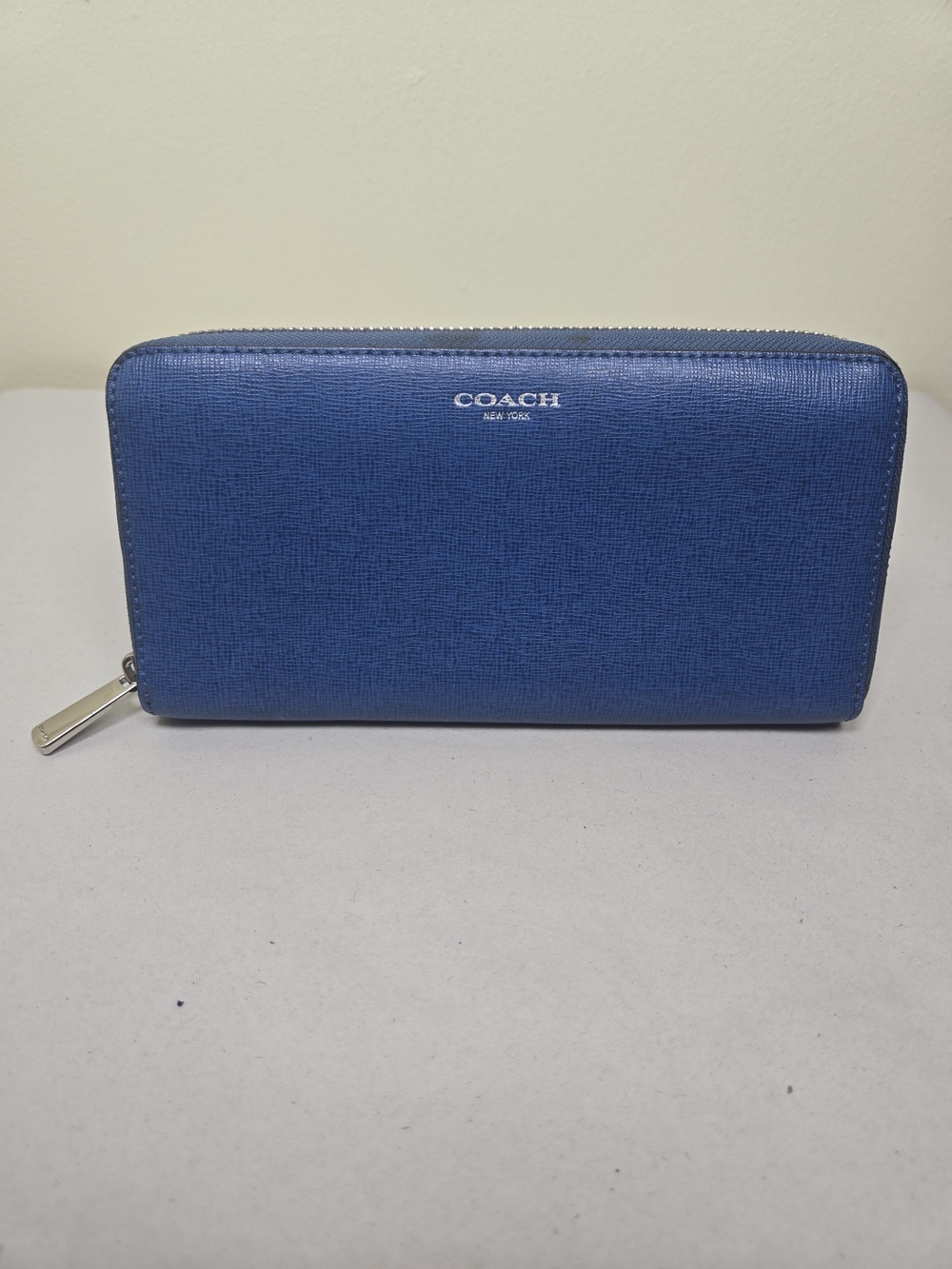 COACH Blue Zip-Around Leather Wallet